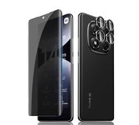 Lutree Tempered Glass Screen Protector for Xiaomi Redmi Note 14 Pro 5G/Poco X7 5G Privacy Screen Protector, 1 + 1 Piece 3D Anti-Spy Protective Glass + Camera Protection Film, 9H HD Anti-Scratch