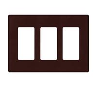 Lutron Claro Light Switch Cover Plate, 3 Gang Wallplate, for Decorator Light Switches, Rocker Light Switch Cover, Outlet Cover, Screwless Switch Plate Cover, Gloss, CW-3-BR, Brown