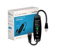 Lutron Caséta Weatherproof+ Outdoor Smart Plug On/Off Switch | Works with Alexa, Google Assistant, Ring, Apple HomeKit (Smart hub Required) | for Landscape and String Lighting | PD-15OUT-BL | Black