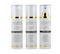 LUTTMANN® Natural Hair Care Set - Shampoo + Balm + Two In One Spray 200 ml Each - Intensive Care for All Real Hair Wigs, Hairpieces, Extensions and Own Hair