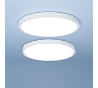 LUTW Ceiling Lights, 18W 1850LM, Cool White 6500K, 22 * 1.7CM, 2 Pack | IP44 Waterproof Bathroom Ceiling Light, Ultra-Thin Round LED Ceiling Light for Kitchen, Bedroom, Living Room, Toilet, Porch