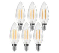 LUTW E14 LED Light Bulb, 4W 2700K C35 Candle Bulbs Small Screw Warm White, Equivalent 40W Vintage Bulb, 495LM Clear Filament E14 Bulb for Chandeliers, Non Dimmable, Pack of 6