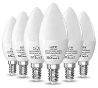 LUTW E14 LED Light Bulb Cool White, 40W SES Bulb Equivalent Candle Bulb, 5W 545lm 6500K 160°Beam Angle C37 Screw Light Bulbs, Non-dimmable, Pack of 6