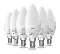 LUTW E14 LED Light Bulb Cool White, 40W SES Bulb Equivalent Candle Bulb, 5W 545lm 6500K 160?Beam Angle C37 Screw Light Bulbs, Non-dimmable, Pack of 6