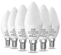 LUTW E14 LED Light Bulb Warm White, 40W SES Bulb Equivalent Candle Bulb, 5W 545lm 3000K 160°Beam Angle C37 Screw Light Bulbs, Non-dimmable, Pack of 6
