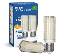 LUTW E27 Screw Bulb, 5W 925LM, Energy Class B, Warm White 3000K, 2 Pack | 90W Equivalent, Super Bright E27 LED Corn Bulb, Energy Saving Light Bulbs for Lamps, Home Lighting, Non-dimmable, No Flicker
