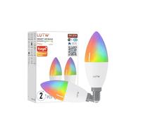 LUTW Smart Light Bulb E14, 5W 470LM C37 Alexa Light Bulbs E14, Color Changing Light Bulb, Compatible with Alexa and Google Home, RGB WiFi&Bluetooth 2.4GHz Candle Light Bulbs, No Hub Required, 2 Pack