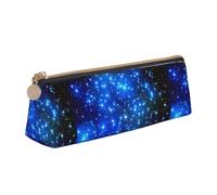 LUUBVV Blue Shining Stars Print Large-Capacity Triangular Pencil Case Pouch Supplies Stationery Organizer Bag