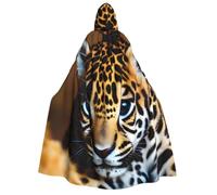 LUUBVV Cute Baby Jaguar 1 Print Carnival Halloween Hooded Cloak Cosplay | 190cm Festival Witch Wizard Capes Versatile Masquerade Balls Themed Events