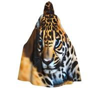 LUUBVV Cute Baby Jaguar 1 Print Carnival Halloween Hooded Cloak Cosplay | 190cm Festival Witch Wizard Capes Versatile Masquerade Balls Themed Events