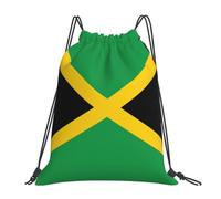 LUUBVV Flag Of Jamaica Print Drawstring Backpack Reusable Bag Workout | Lightweight Sports Gym Men Women Travel Go To Work Go Shopping Go Out Compact