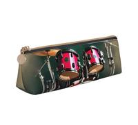 LUUBVV Jazz Drum Print Large-Capacity Triangular Pencil Case Pouch Supplies Stationery Organizer Bag