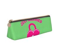 LUUBVV Just Married Print Large-Capacity Triangular Pencil Case Pouch Supplies Stationery Organizer Bag