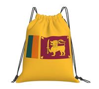 LUUBVV Sri Lanka Flag Print Drawstring Backpack Reusable Bag Workout | Lightweight Sports Gym Men Women Travel Go To Work Go Shopping Go Out Compact