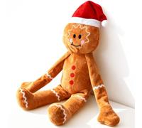 Luudoogs No Stuffing Squeaky Christmas Dog Toys with Crinkle Paper, 21”Cute Christmas Gingerbread Man Gift Dog Plush Toys Chew Toys,Durable Interactive Dog Toys for Large Medium Small Breed,