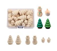 LUUFAN 26pcs/Set Unfinished Wood Christmas Tree Snowman Acorn Blank DIY Wooden Peg Dolls Christmas Decor Ornaments for Arts Crafts Projects Decoration Painting
