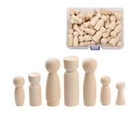 LUUFAN 50pcs Unfinished Wooden Peg Dolls, Wooden Family Figures Doll Bodies Female Male Shape Wood Body Dolls for Art Craft Projects DIY, 7 Sizes