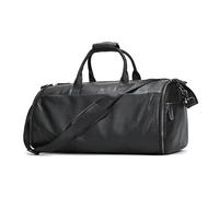 LUUFAN Full-grain Leather Garment Bag Large Capacity Travel Bag Business Suit Carrier Bag with Shoe Compartment, Overnight Gym Sports Duffel Bags for Men Women, 2202HS-Black, Retro