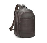 LUUFAN Genuine Leather Backpack for Men, Casual Shoulder Bag Multi Pockets Daypack 15.6 Inch Laptop Bag for Travel Business Hiking, Coffee