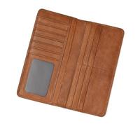 LUUFAN Genuine Leather Long Wallet with Multiple Card Slots for Men and Women, Coin Pocket Cash Credit Card Holder Slim Bifold Purse, Brown