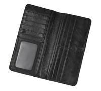 LUUFAN Genuine Leather Long Wallet with Multiple Card Slots for Men and Women, Coin Pocket Cash Credit Card Holder Slim Bifold Purse, Black