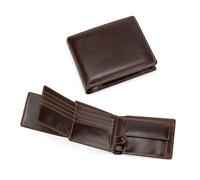 LUUFAN Genuine Leather Short Wallet with Coin Pocket Multiple Credit Card Slots ID Card Window Cash Compartments Large Capacity RFID Purse, Coffee