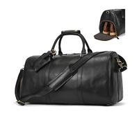 LUUFAN Genuine Leather Travel Bag for Men Large Capacity Luggage Duffel Bag with Shoe Compartment, Shoulder Handbag for Holiday Business Trip Outdoor