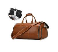 LUUFAN Leather Garment Storage Bag Large Travel Bag Hanging Suit Bag with Shoe Compartment, Waterproof Foldable Clothes Organizer Suit Covers Bag Business Travel Bag for Men Women