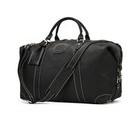 LUUFAN Leather Travel Bag Large Capacity Luggage Duffel Bag for Men Women Weekend Shoulder Bag for Holiday Business Trip, 50cm, Black, Retro
