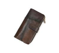 LUUFAN Men's Genuine Leather Long Wallet with Multiple Card Slots Vintage Coin Cash Purse, Coffee