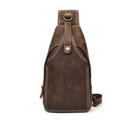 LUUFAN Men's Genuine Leather Sling Bag Chest Shoulder Backpack Crossbody Bag for Casual Sport Hiking Travel(Brown)