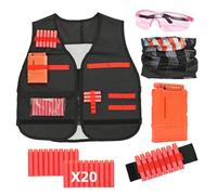 LUUFAN Zipper Tactical Vest Kit for NERF Guns with Refill Darts, Wrist Band, Reload Clips, Tactical Mask and Protective Glasses for Girls Birthday Party Thanksgiving Gift