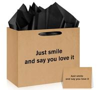 LUUFILx Funny Gift Bag Just smile and say you love it (Kraft)