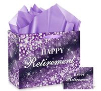 LUUFILx Retirement Gift Bag Happy Retirement Gift Wrapping Bag with Greeting Card and Tissue Paper