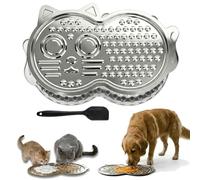 Luugoo Heavy Duty Stainless Steel Lick Mat for Dogs & Cats - 15" x 10" Extra Large Chew Proof Slow Feeder with Suction Cups, Metal Licking Pad for Anxiety Relief, Cute Cat Silhouette Design