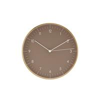 LUUK LIFESTYLE 10” Wall clock with silent movement, minimalist Scandinavian design, kitchen clock, decoration for living room, bedroom, hallway, housewarming present, in brown and gold