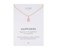 LUUK LIFESTYLE 14K Gold plated Birthstone Ruby Red|Garnet necklace with Teardrop pendant, 50cm adjustable waterproof, non-tarnish thin chain, gifting ideas for sister wife with HAPPINESS Gift Card