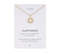 LUUK LIFESTYLE 14k Gold plated Sunrays|Sunbeam pendant necklace, HAPPINESS Gift Card, 50cm adjustable, waterproof, thin, sturdy chain, Gift for women, holiday, dainty, trendy, aesthetic, simple
