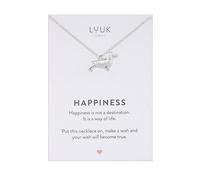 LUUK LIFESTYLE 14k Silver plated, Dog lover pendant necklace for women, Stainless steel, HAPPINESS Gift Card, 50cm es adjustable, sturdy chain, dainty, modern, trendy, gifting season, pet lovers