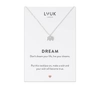 LUUK LIFESTYLE 20-inch long necklace with elephant pendant and DREAM gift card Live your dreams, fashion accessory for girlfriend, fiancée, women's jewellery, Valentine's gift card, birthday, silver