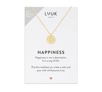 LUUK LIFESTYLE 925 sterling silver mandala pendant necklace with HAPPINESS gift card, trendy jewellery for women and teenagers, adjustable length, fashionable gift for Valentine's Day, birthday, gold