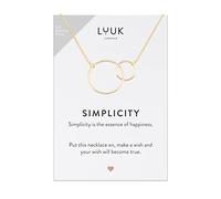 LUUK LIFESTYLE 925 sterling silver necklaces with lucky charm, pendant, SIMPLICITY gift card, daily wear, durable, hypoallergenic metal, summer trend, silver, gold, rosé (Two Rings, Gold)