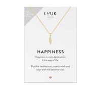 LUUK LIFESTYLE 925 Sterling Silver Pendant Necklace for Women Waterproof 50cm Chain Modern Necklace Gift for Her Gold Feather