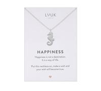 LUUK LIFESTYLE Adjustable Seahorse pendant, 14k Silver plated necklace, HAPPINESS Gift Card, 50cm adjustable waterproof non-tarnish, thin sturdy chain, Gifts for Women, tropical coastal aesthetic