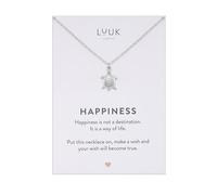 LUUK LIFESTYLE Adjustable Seaturtle pendant, 14K Silver plated necklace, with HAPPINESS Gift Card, 50cm adjustable waterproof, non-tarnish, sturdy chain for women, dainty, tropical, coastal aesthetic