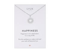 LUUK LIFESTYLE Adjustable Sunshine pendant, 14K Silver plated necklace, HAPPINESS Gift Card, 50cm adjustable, waterproof, non-tarnish, thin sturdy chain, Gift ideas for women, new beginnings, goodluck