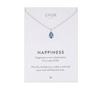 LUUK LIFESTYLE Diamond Crystal pendant necklace, cubic zirconia, April birthstone, Sparkling gift for girlfriend, HAPPINESS Card, 50cm adjustable length,14k silver plated sturdy chain, gift ideas