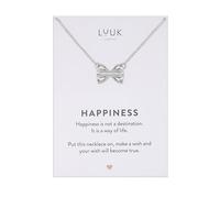 LUUK LIFESTYLE Farfalle|Butterfly Pasta pendant cute necklace, Stainless steel, 14k silver plated, with HAPPINESS Gift Card, 50cm adjustable sturdy chain, dainty, gifting holiday season aesthetic
