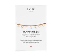 LUUK LIFESTYLE Feminine bracelet with several star pendants, stainless steel, with card with message HAPPINESS, gift for her best friend, adjustable length, travel luck charm, zen jewellery, rose