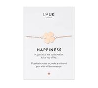 LUUK LIFESTYLE Filigree 8” bracelet with four-leaf clover pendant, unique good luck charm, 20 cm, adjustable length, fashion jewellery, Valentine's Day gift idea, simple and modern, rosé